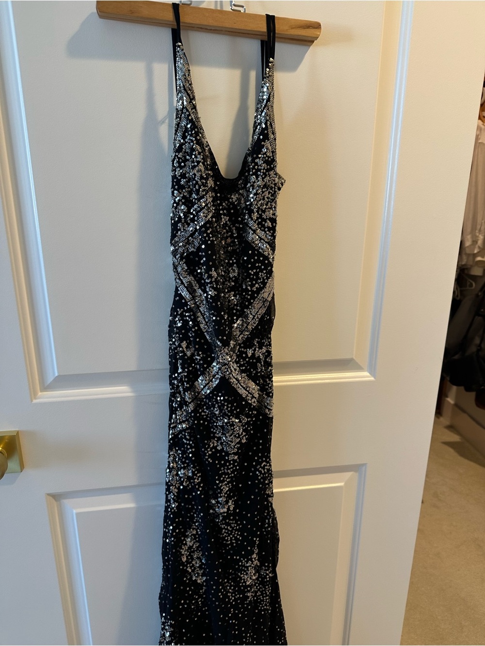 Elegant Black Sequin Evening Gown